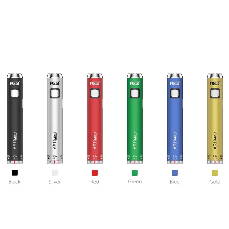 Original Yocan ARI Mini Vape Mod Battery 14mm 400mah Preheat Variable Voltage VV Batteries for 510 Thread Cartridges 20pcs Box