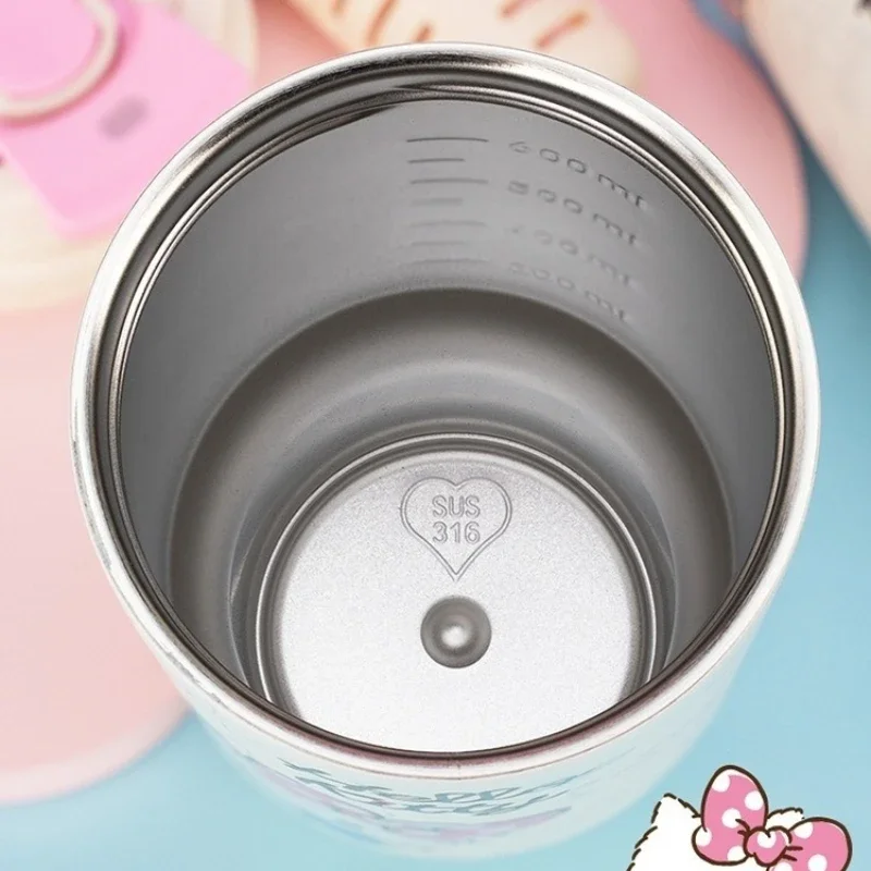X&W Cute Sanrio Hello Kitty Thermos Cup 316 Stainless Steel Straw Tumbler with Tea Strainer Portable Car Travel Insulated Cups