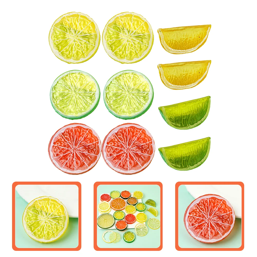 10 Pcs Imitation Lemon Decoration Cocos Slice Simulation Blocks Fruit Model Plastic Slices Props Decors Pvc Fake Dried Orange