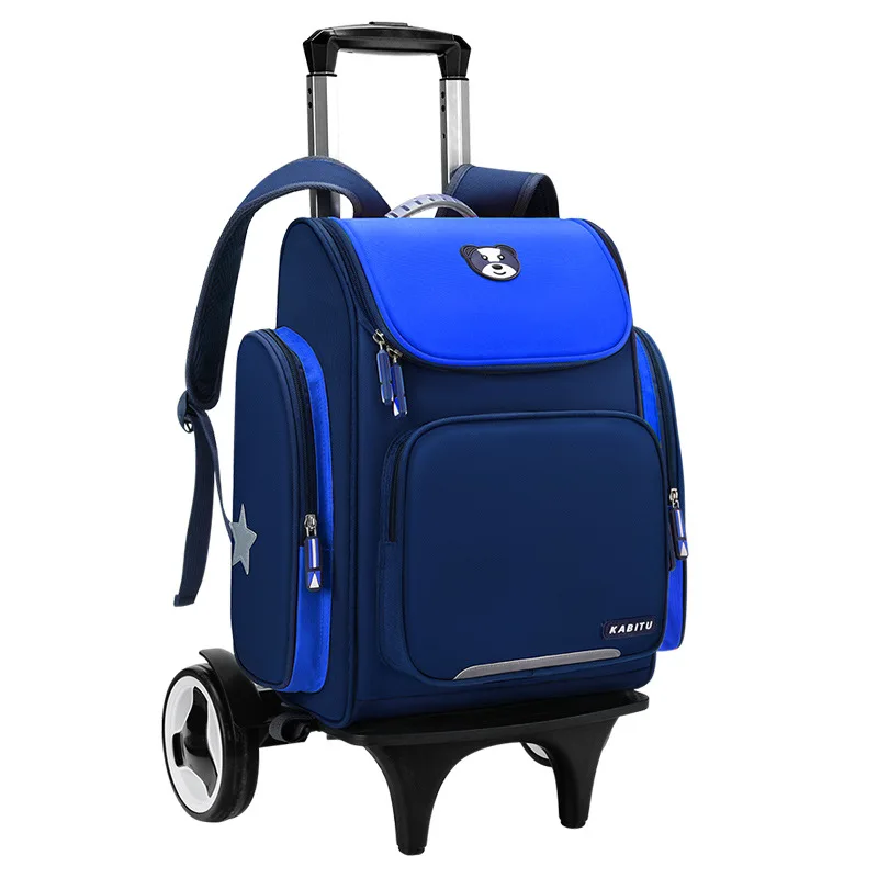 Luggage Best Rolling Backpacks For School Kids Blue Wave Rolling Backpack 18  Inch With Lunch Bag