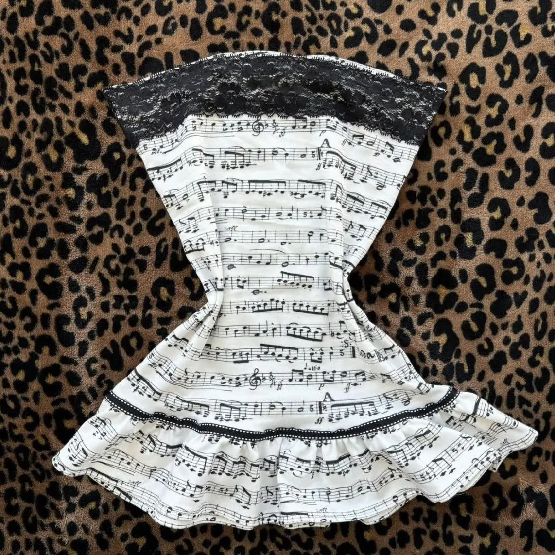 American Vintage Y2K Punk Vest Women's Sleeveless Strapless Music Note Printed Sexy Top High Street Casual Chic Subculture Vest