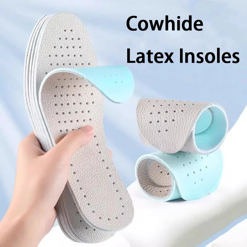 Breathable Leather Insoles Unisex Latex-Elastic Sports Insole Soft and comfortable Shoe Pads 1Pair/2Pair
