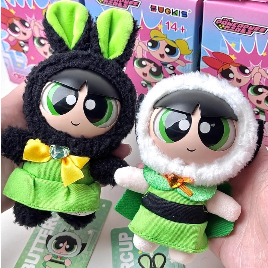 سلسلة مفاتيح من القطيفة على شكل وجه من الفينيل للفتيات من Powerpuff مع 3 ملابس قابلة للتغيير حقائب ظهر رسمية قابلة للجمع على شبكة الرسوم المتحركة