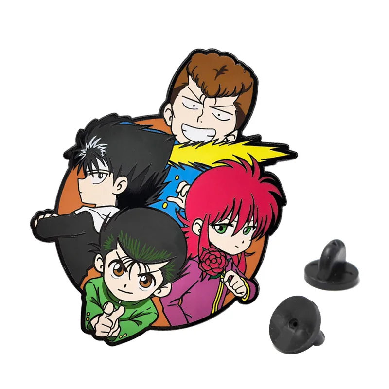 أنيمي YuYu Hakusho المينا دبابيس Yuusuke Kazuma Hiei Kurama شارات معدنية اليابانية مانغا دبابيس ظهره الملابس التلبيب تأثيري