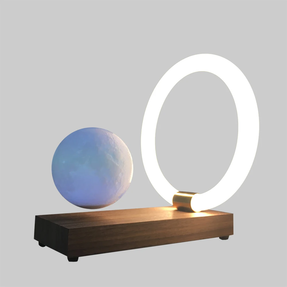 

Round lampshade on table 6W desk lamp plastic small portable magnetic levitation LED