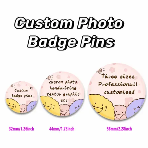 Round Handmade customized Photo and Handwriting Text Badge,DIY/Lovers/Babies/Star/Pets/Anime/Etc Exclusive Brooches Pins