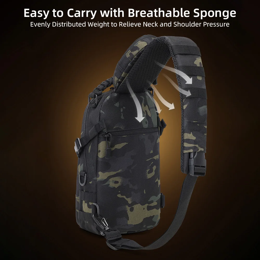 Hiking Backpack Men's Chest Bag Small Sling Bag for Men Crossbody Waterproof & Breathable Compatible with iPad Compartment Bike