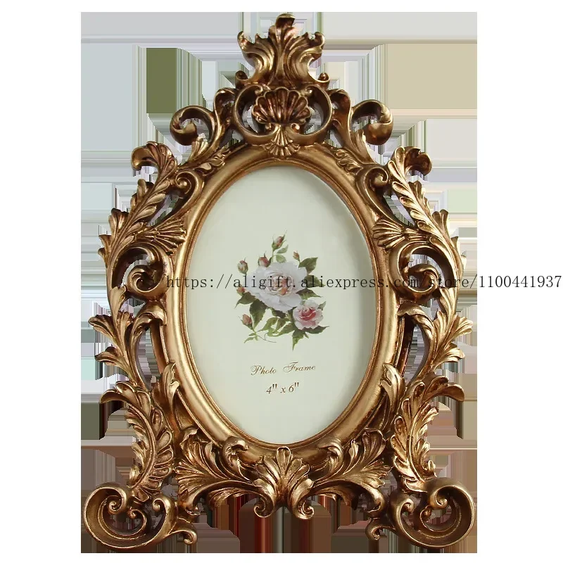 7-inch European Antique Oval Resin Home Table Creative Photo Frame Home Living Room Table Decoration