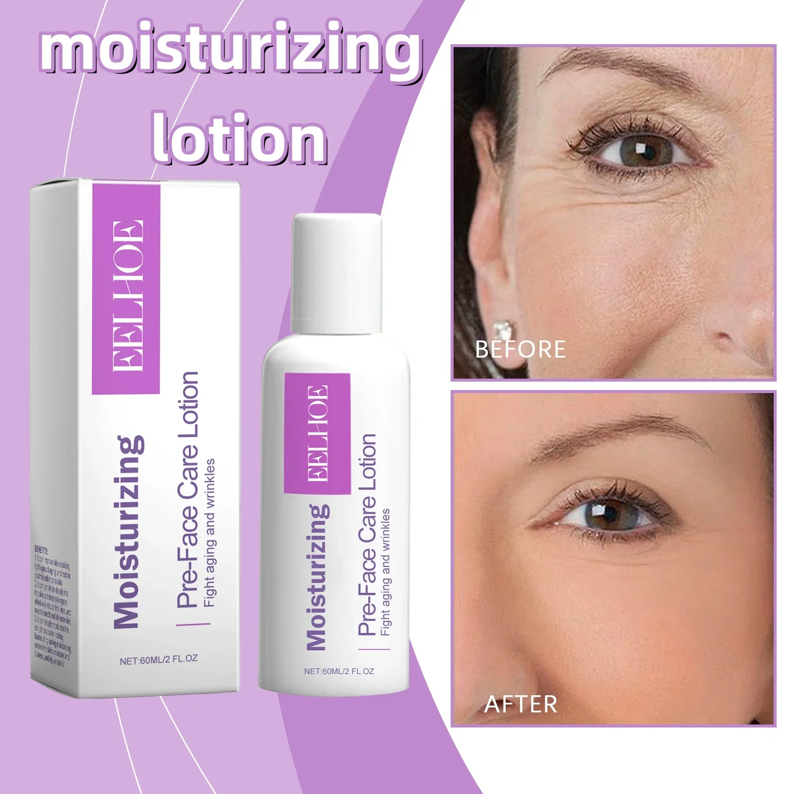 EELHOE 60ml lozione idratante essenza di aloe idrata, rassoda, rinfresca e nutre la pelle senza cura del viso grassa