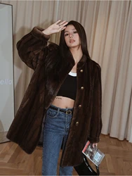 HDHOHR 2026 New Real Mink Fur Coats Women Fashion High Grade Whole Fur Women Coat Winter Thick Warm Real Mink fur Jackets Femal