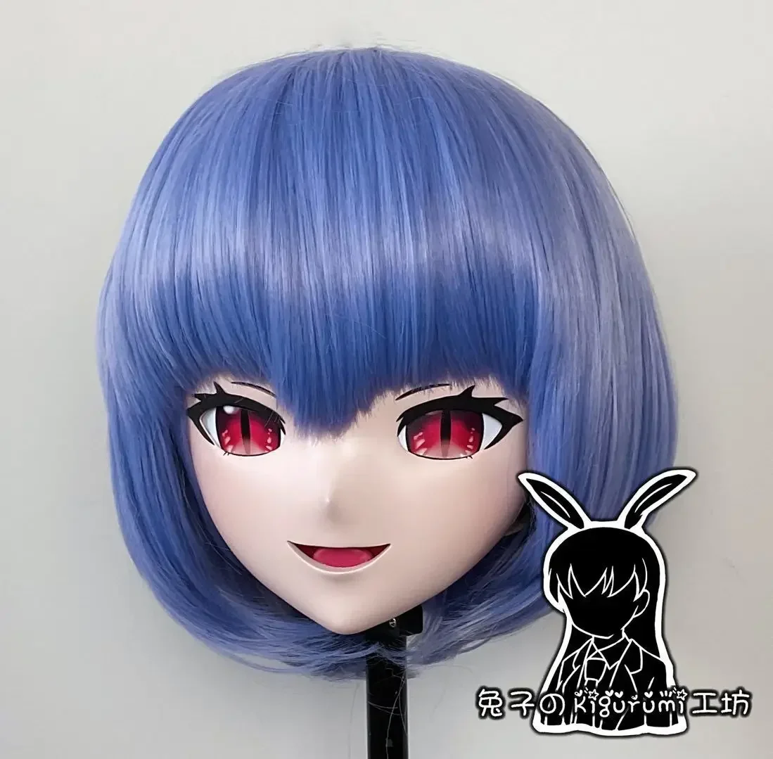 (A34) Custom Handmade Full Head Mask Japan Cartoon Silicone Anime Toho Project Remilia Scarlet Kigurumi Cosplay Mask