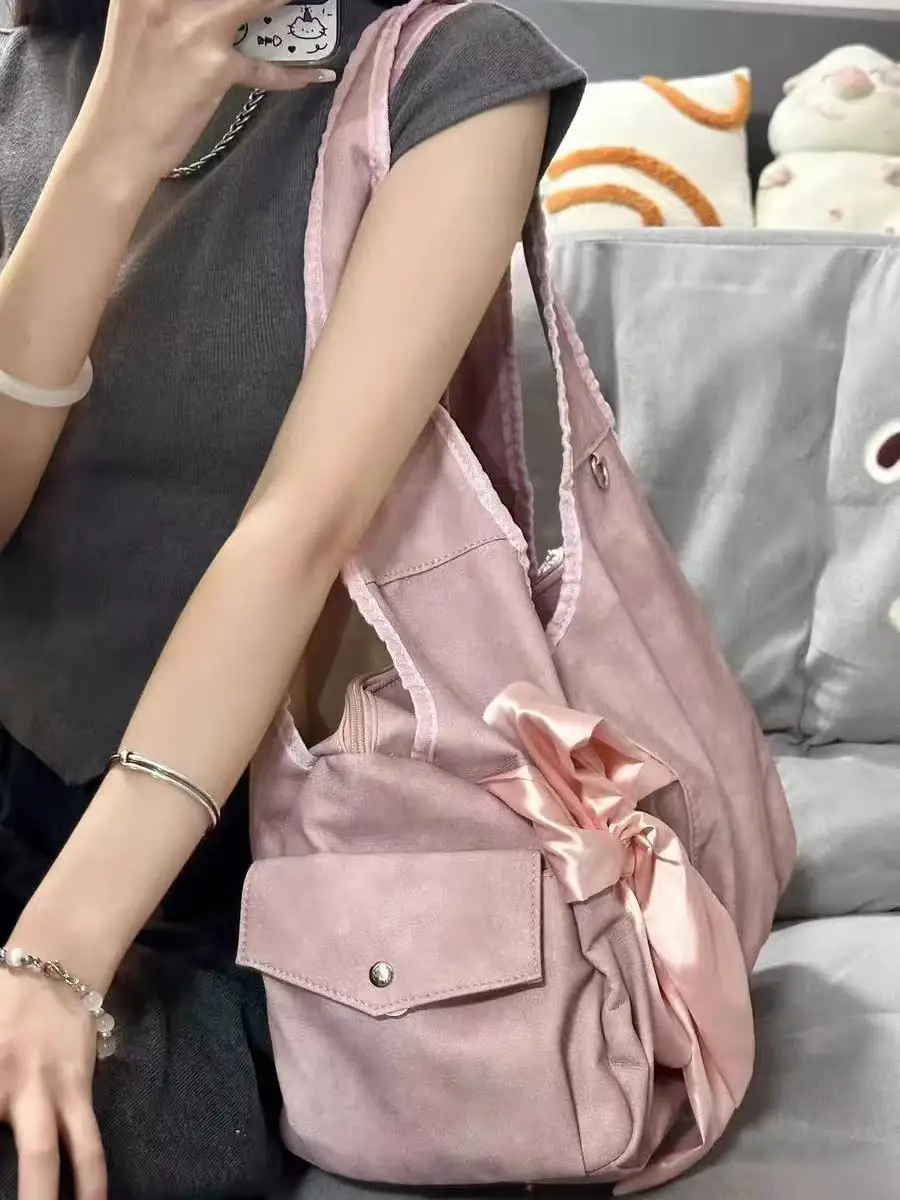 

Harajuku большая вместительная сумка-тоут женская Fairycore эстетический бант шикарная серая сумка женская винтажная милая сумка на плечо новинка