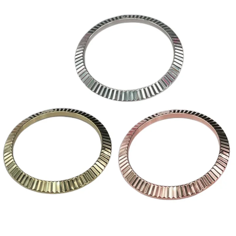 Ze stali nierdzewnej srebrne złote nachylenie karbowane ramka pasuje do 40mm Rolex męskie data 126333 126334 części wymiana zegarków