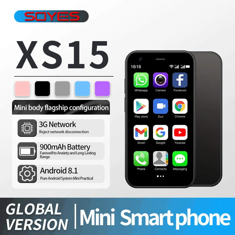 SOYES XS15 3.0-inch Mini Android Smartphone, Dual SIM 3G Phone, 2GB RAM 16GB ROM, Compact Small Phone