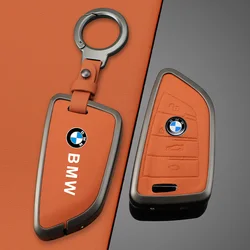 Orange Leather Zinc Alloy Car Remote Key Case For BMW X1 X3 X4 X5 F15 X6 F16 G30 7 Series G11 F48 F39 520 525 f30 118i 218i 320i