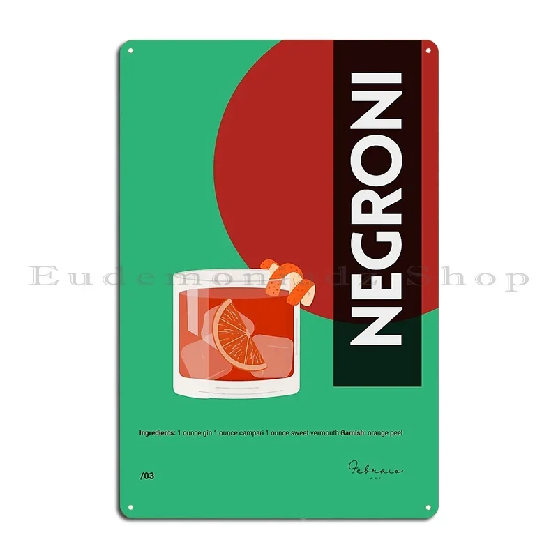 Negroni Cocktail Rimini Collection Serie3 Febraio Metal Sign Cinema Wall Cave Wall Decor Customize Club Tin Sign Poster