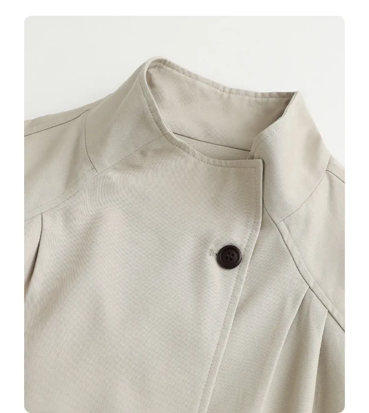CHIC VEN Korean Women Mid Length PU Jacket Stand Collar One-button Laced Up Overcoat Office Lady Trench Coat Spring Autumn 2026