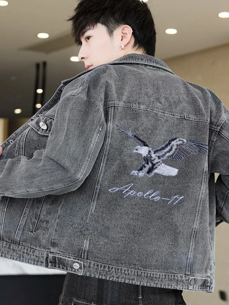 New 2026 Men's Denim Jacket Spring Autumn Embroidery High End Jeans Vest Top Quality Men's Outerwear Fashionable Urban Style view 4