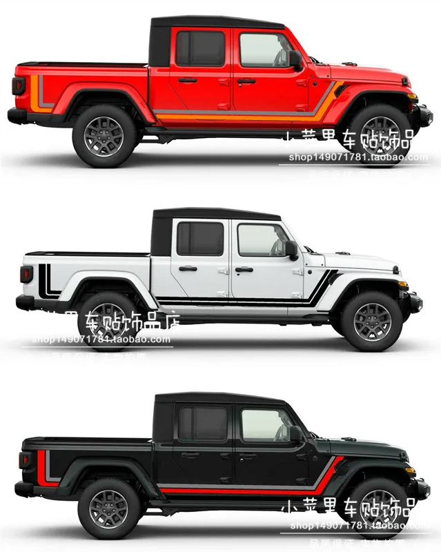 

2pcs New Car Stickers FOR JEEP Wrangler Gladiator JT Body Side Custom Vinyl Car Decal Film Modification