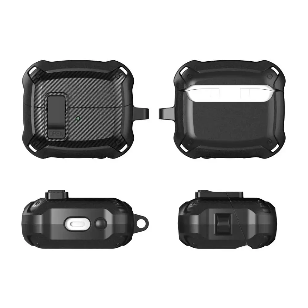 Switch Buckle Earphone Case Carbon Fiber Texture Dustproof Headphone Protective Case TPU for Samsung Galaxy Buds 3 Pro/Buds 3