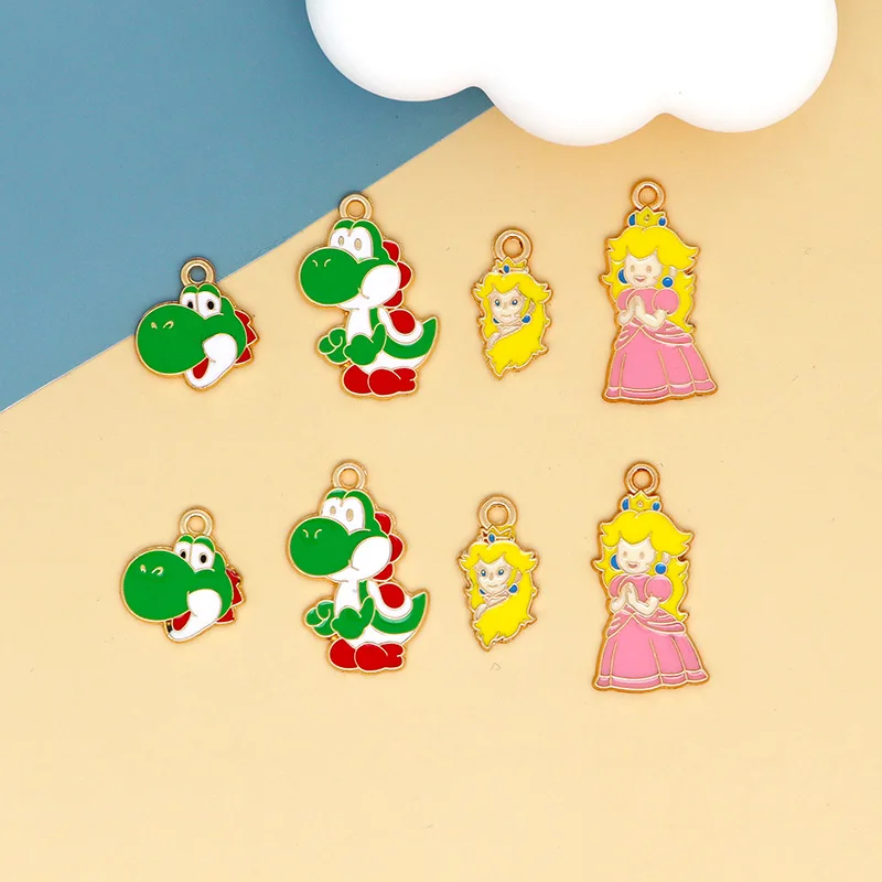 10pcs game super mario Luigi Yoshi Donkey Kong Mushroom Metal Charms Pendants For Making DIY Jewelry Handmade Accessories