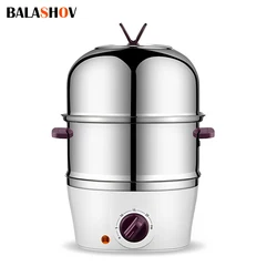 Egg Boiler Double Layers Egg Cooker Multi-function Breakfast Machine Stainless Steel Egg Steamer Mini Steamer Poacher Kitchen
