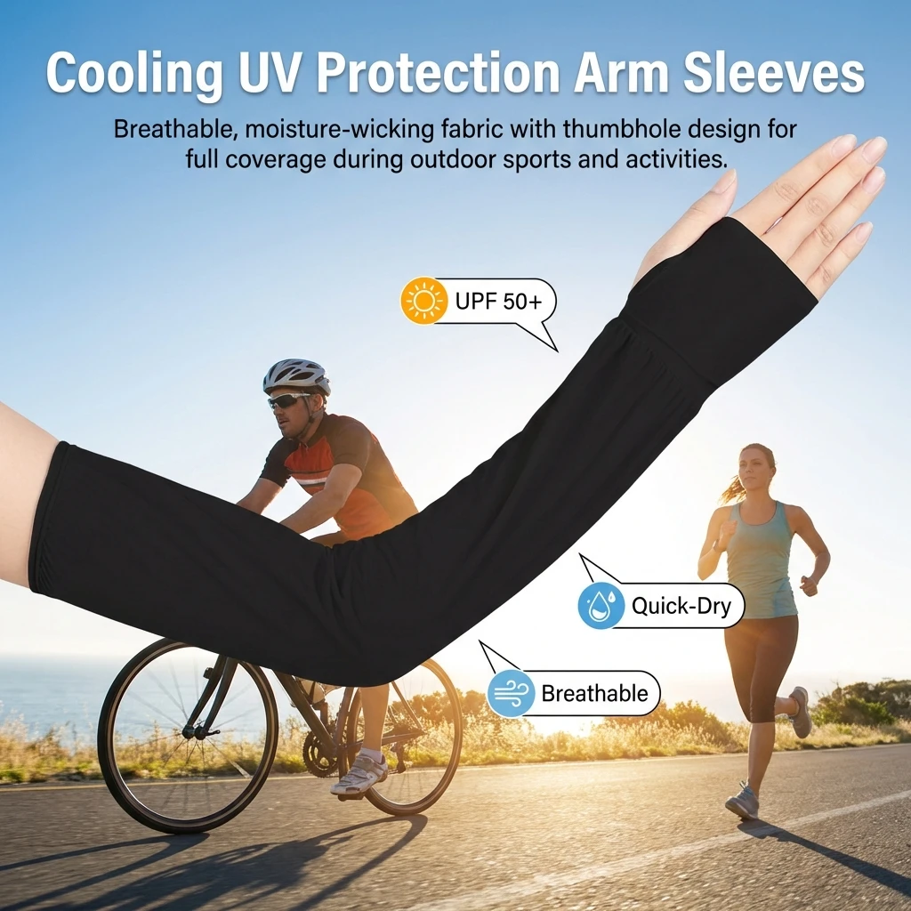 

Pure Color Sun Protections Ice Sleeves For Outdoor Cycling UV Protections Arm Sleeve Breathable Cooling Summer Sports Use