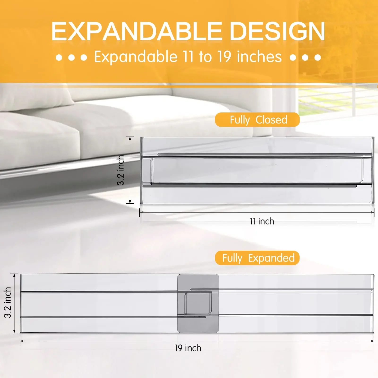 Drawer Dividers Organizers 4/8 Pack Adjustable Kitchen Drawer Organizer, Clear Plastic Drawers Separators for Clothing Cosmetic