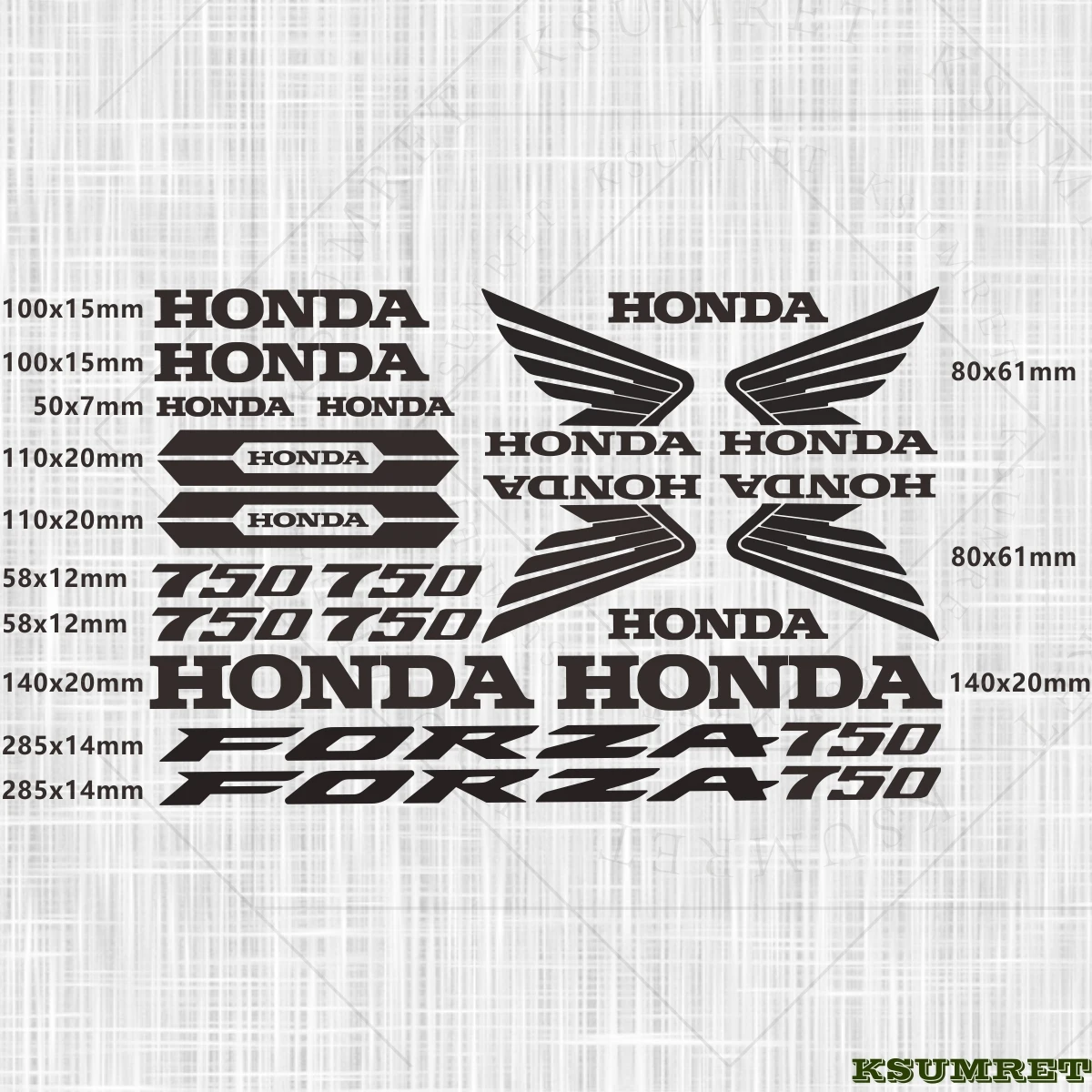 Honda Motorcycle Stickers FORZA 750 Logo Decal Waterproof