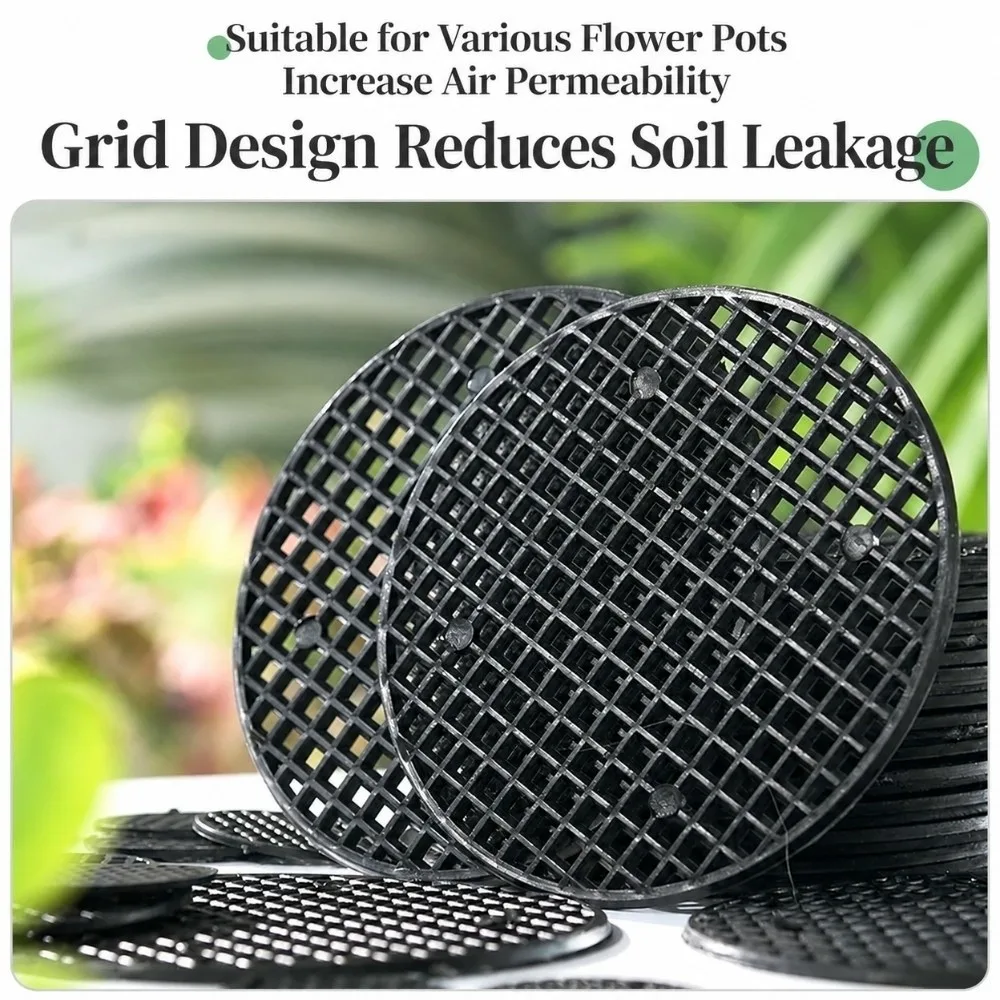 500/400/300/200/100/50/40Pcs Plastic Pot Hole Mesh Pad Round & Square Thickened Flower Pot Drainage Screen Hollow Grid