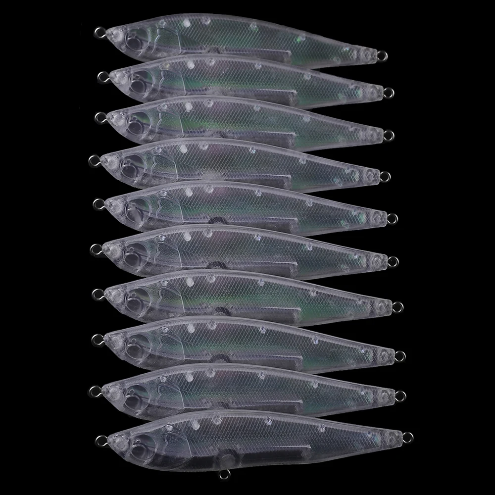 Chan’sHuang 10PCS Unpainted Blanks Bait Lipless Sinking Pencil Holographic Foil Inside Minnow DIY Handmade Fishing Lure Tackle