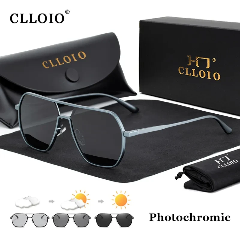 CLLOIO 新ファッションアルミフォトクロミックサングラス男性女性偏光サングラスカメレオンアンチグレア駆動 Oculos デゾル