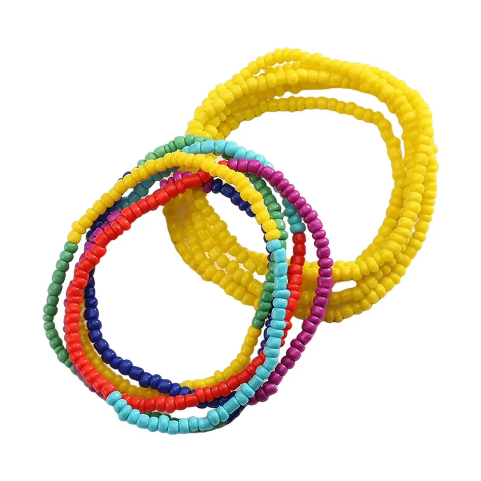 Beaded Waist Chain Elastic Bohemian Body Chain Layered Belly Beads Beach Jewelry for Summer Vacation