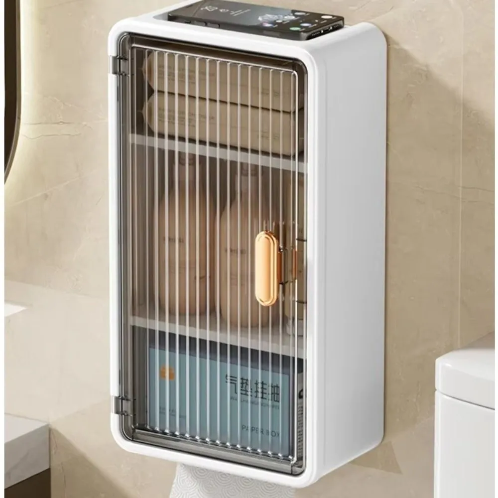 New Wall Mounted Bathroom Storage Shelf Open Door Waterproof Cabinet Storage Rack Tissue Storage Box Bathroom