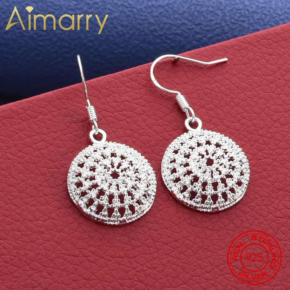 

925 Sterling Silver Earrings Temperament Women Retro Round Shape Earrings Christmas Gifts Street All-Match Jewelry