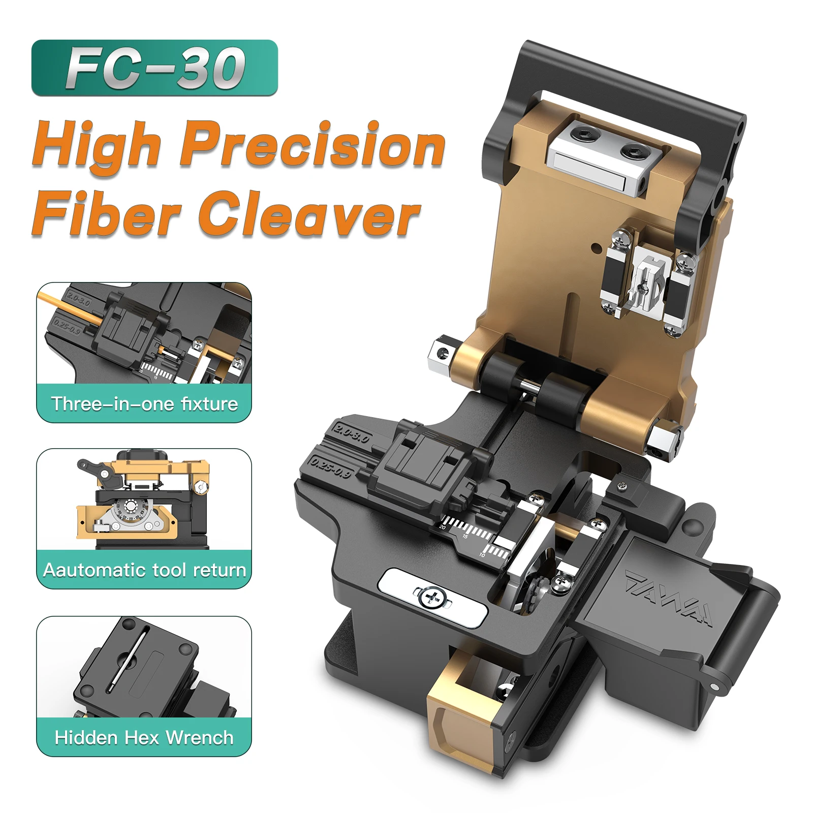 High Precision Optic fiber Cleaver TAWWA FC-30 FTTH Fiber Cutting Tools 24 Surface Blade with 48000 Times Blade Life