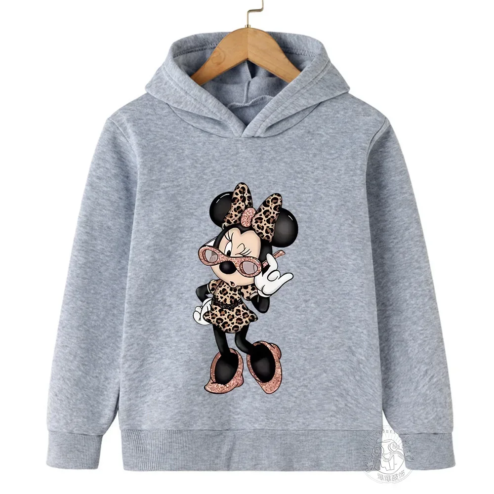 Disney Minnie Harajuku Children\'s Hoodie Girls Clothing Boys Infant Clothing Spring Autumn New Warm Sportswear Street Casual