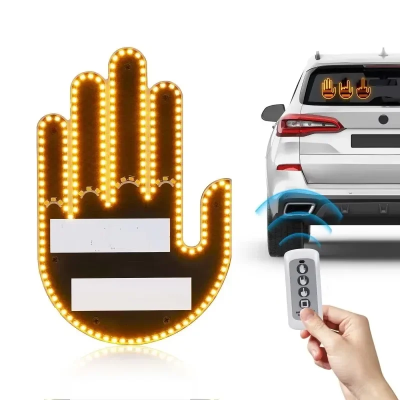 Finger Car Light with Remote control Car LED Fun Gesture Light Creative Multi-Function Warning Gesture Palm Light