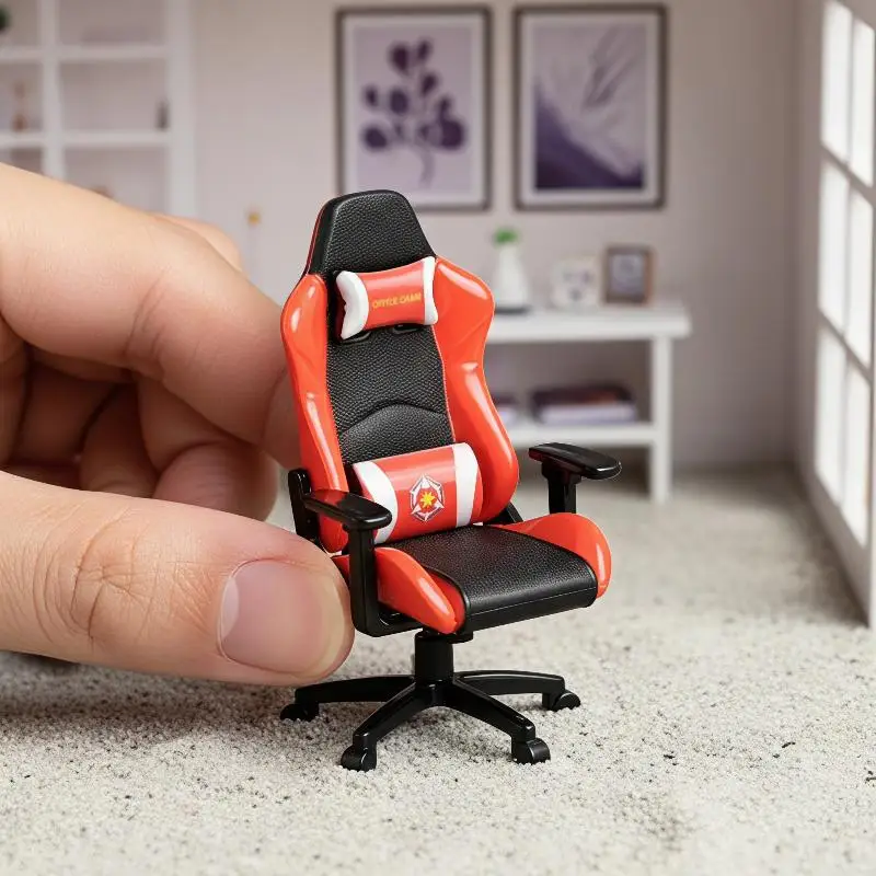 Mini Gaming Chair Model Dollhouse Rotatable Armchair Miniature Furniture For 1/12 Doll House Diorama Scene Collectible Toy Gift