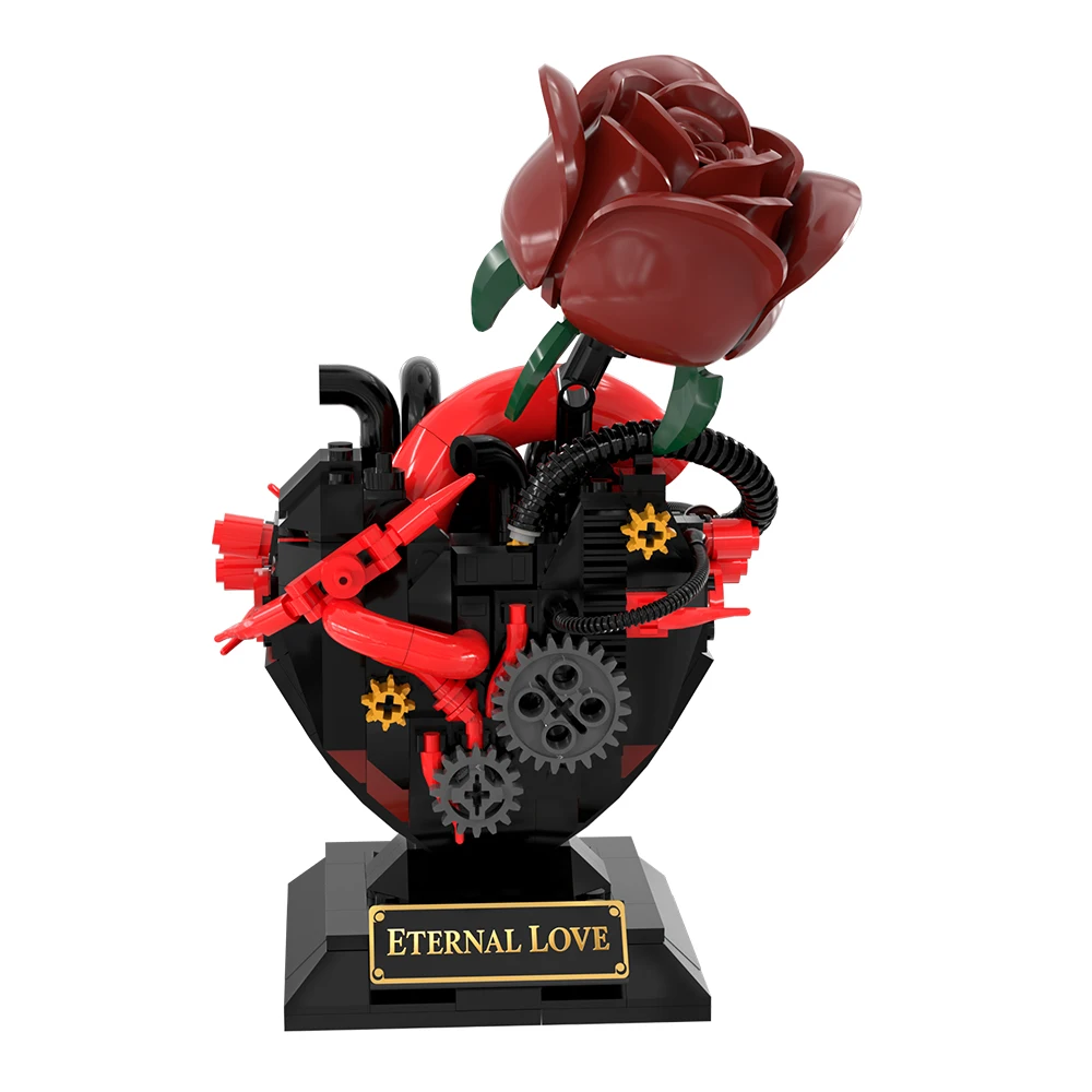 

MOC Gothic Heart Rose Building Blocks Steampunk 3D Model Mechanical Heart Gothic Anatomy Home Decor Toy Adult Gift