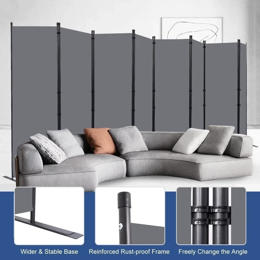 Room dividers and folding privacy screens, 8 panel wide room partition wall screens, fabric panel wall partitions Screens