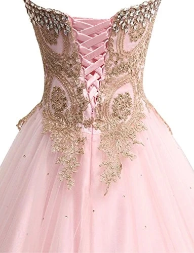 Angelsbrief luxo rosa quinceanera vestido de 15 anos andar de comprimento cristal miçangas apliques espartilho baile formal vestido