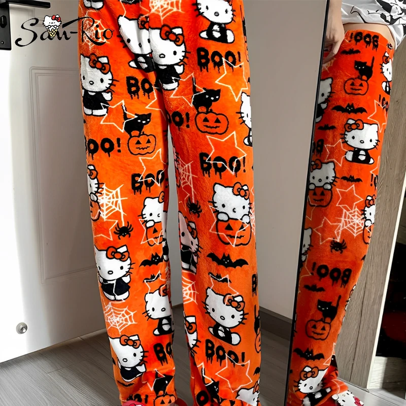 

Hello Kitty Pajama Pants for Women Cartoon Anime Flannel Christmas Sleep Lounge Pant Comfy Warm Casual Long Trousers Bottoms