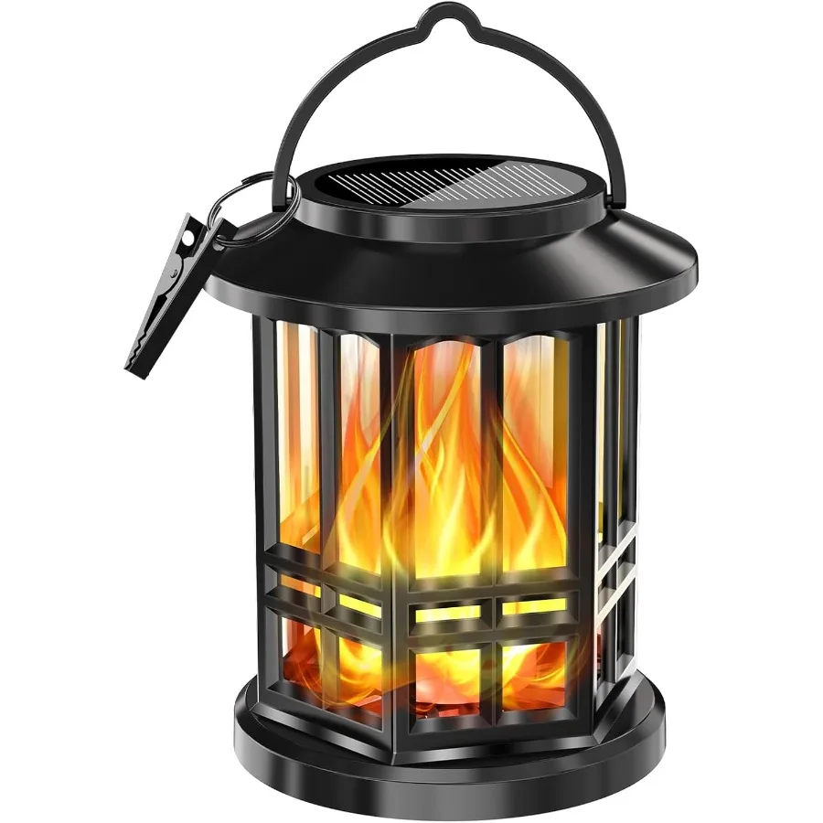 الفوانيس الشمسية في الهواء الطلق مقاوم للماء لهب وامض فوانيس المناظر الطبيعية تعمل بالطاقة الشمسية أضواء معلقة في الهواء الطلق ديكور لساحة الحديقة #1