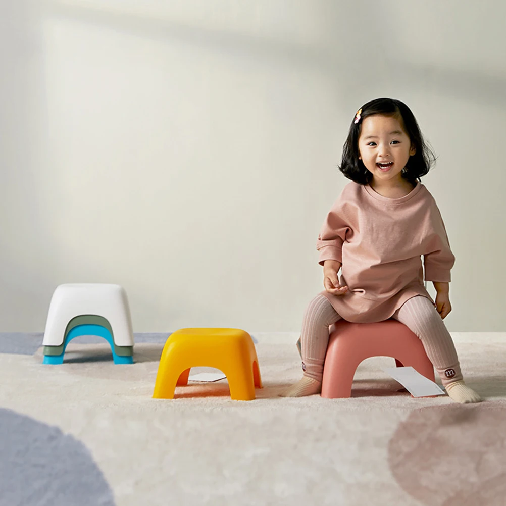 

Anti-Skid Step Stool Plastic Small Stackable Footstool for Bathroom Bedroom Shoes Changing Support Safe Stool