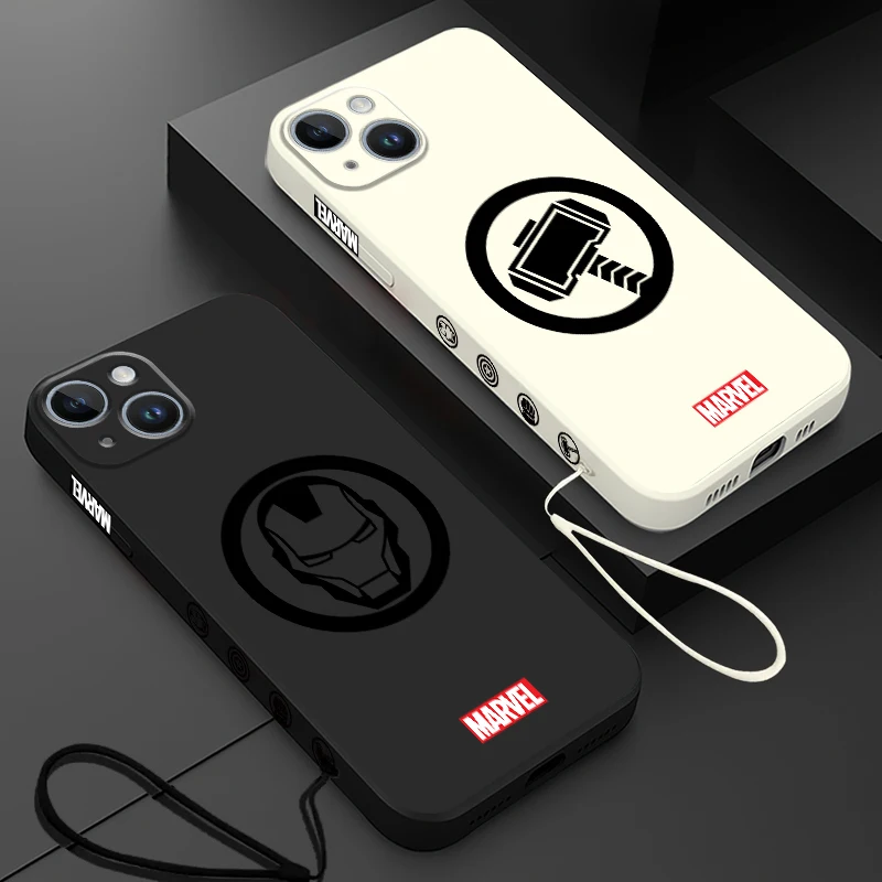 Marvel Logo Ironman Phone Case for iPhone 15 16 11 12 13 14 Pro Max 7 8 SE 15 Plus 13 Mini XR XS Soft Silicone Cover