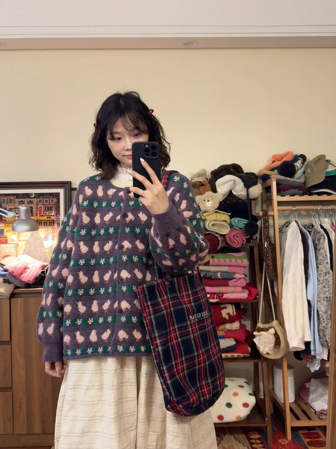 

Cute Chien Stripe Knitted Sweater Jaet Lazy Casual Loose Soft Warm Women's Faion Winter Thiened Long Sve round Nec...