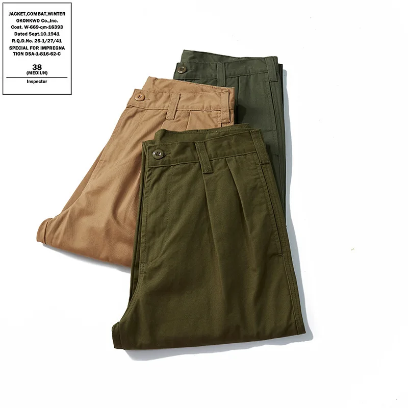 

Men's Slim Fit Thiened Nine-Piece Workwear Casual Long Pants Cuffed Pants mid Waist Zipper Closure Straight Leg Trousers