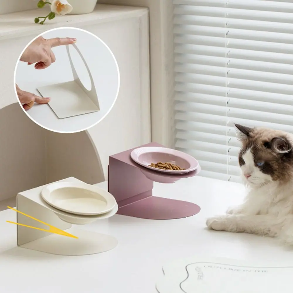 

Anti Vomiting Ceramic Cat Bowl Inclined with Magnetic Adjustable Height Stand Cat Feeding Station Anti Slip Detachable