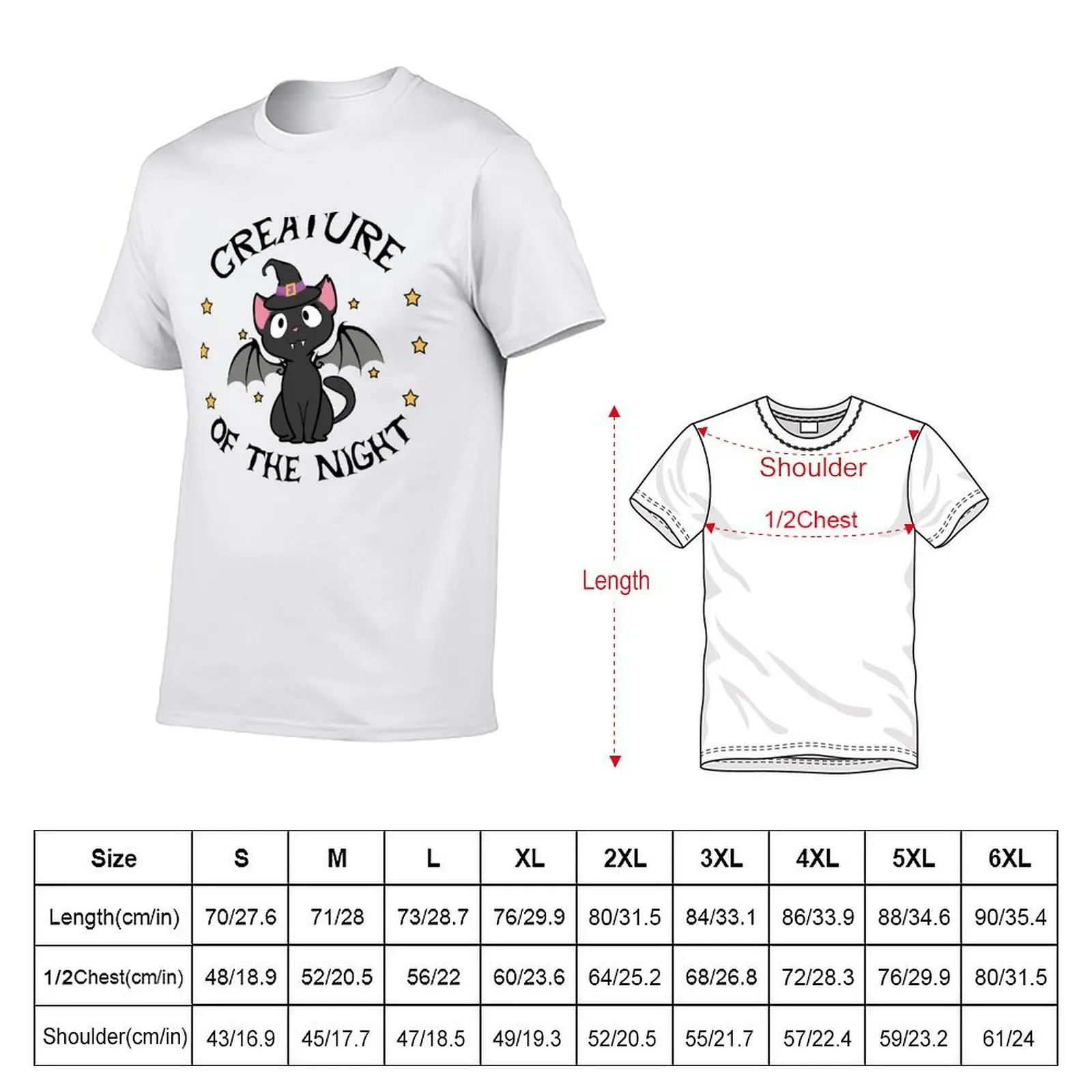 Creature of the Night Black Vampire Cat Bat with Witch Hat and Stars T-Shirt man clothes quick drying black t shirts for men